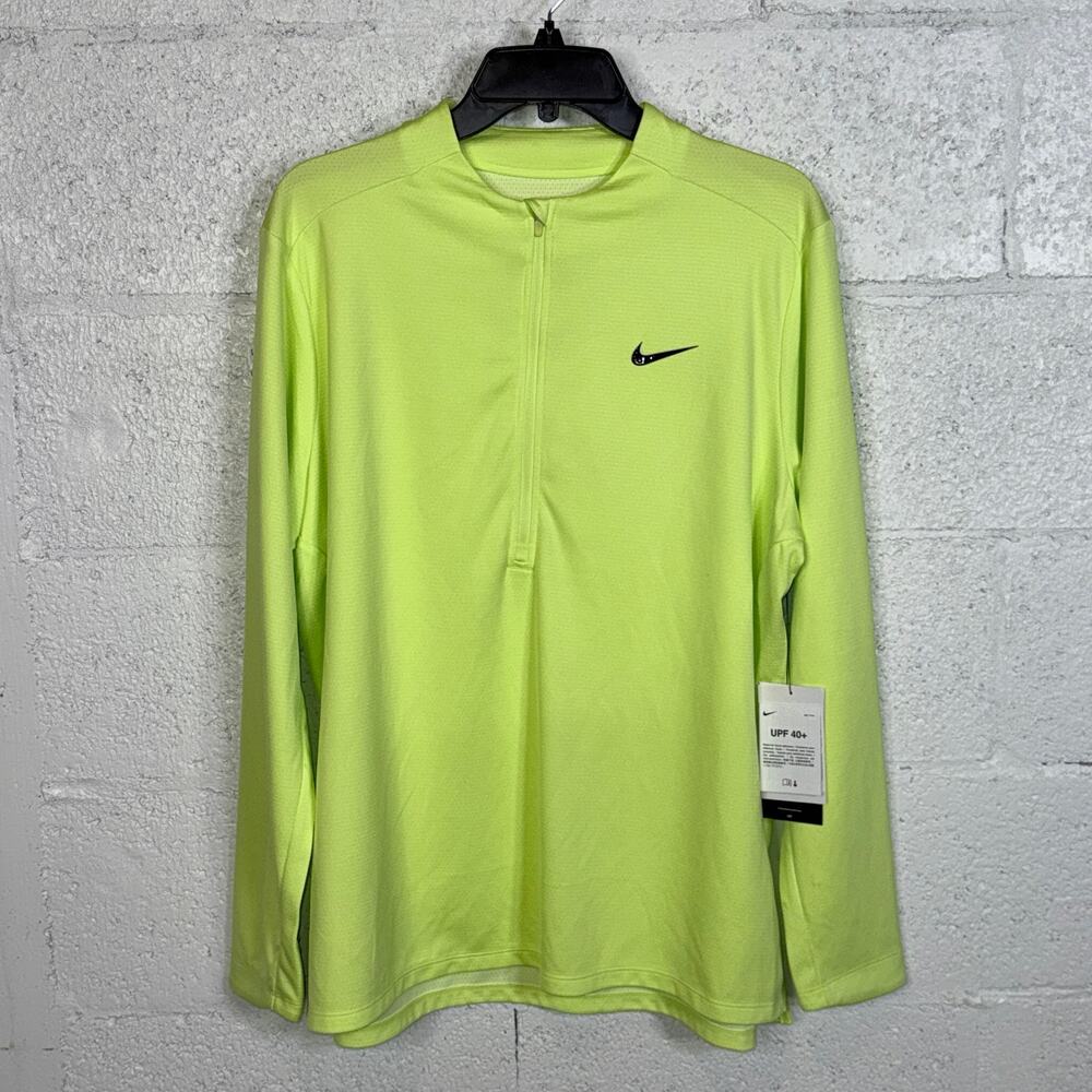 Nike Women's Dri-fit Uv Advantage Half-Zip Top - Lt Lemon Twist/black XL $85